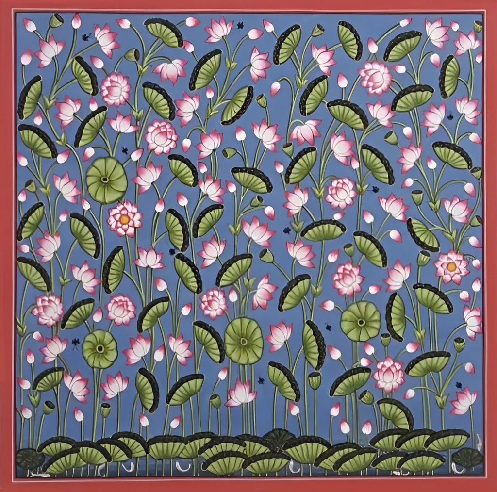 Buy Beyond the Blue: Lotus Euphoria Pichwai by Shehzaad Ali Sherni