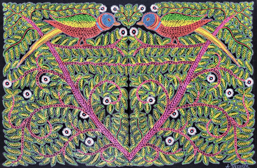 Buy Birds on Tree Rogan Art by Rizwan Khatri