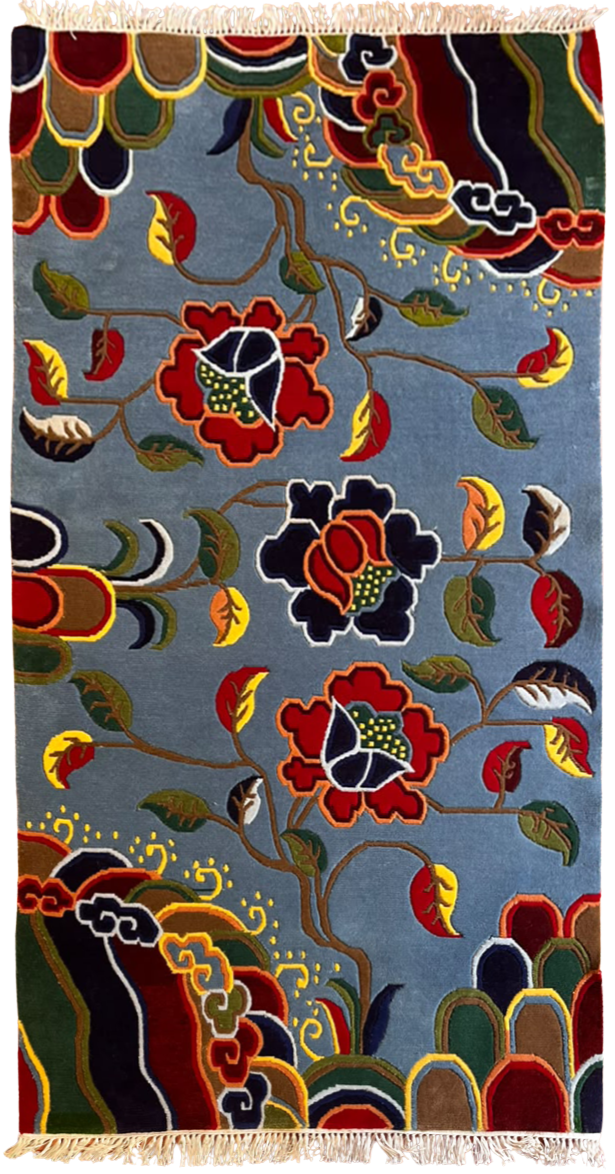 Blossoms Across the Mountains in Traditional Tibetan techniques art by Tibetan Carpet Thumbnail