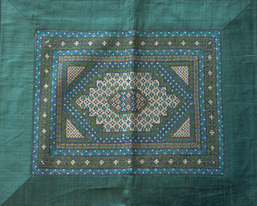 Blue Carpet Medallion Jat Garaasiya Embroidery Thumbnail