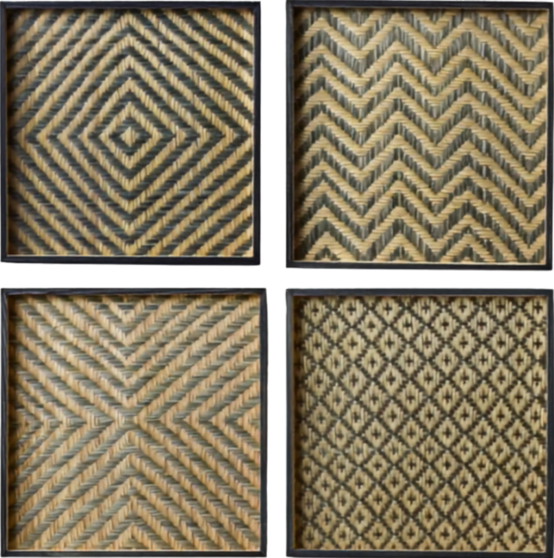 Buy Blue Geometric Frames in Bamboo Craft by Raimati Mardi