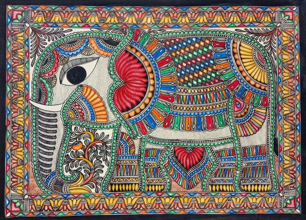 Ceremonial Elephant in Madhubani by Pratima Bharti Thumbnail
