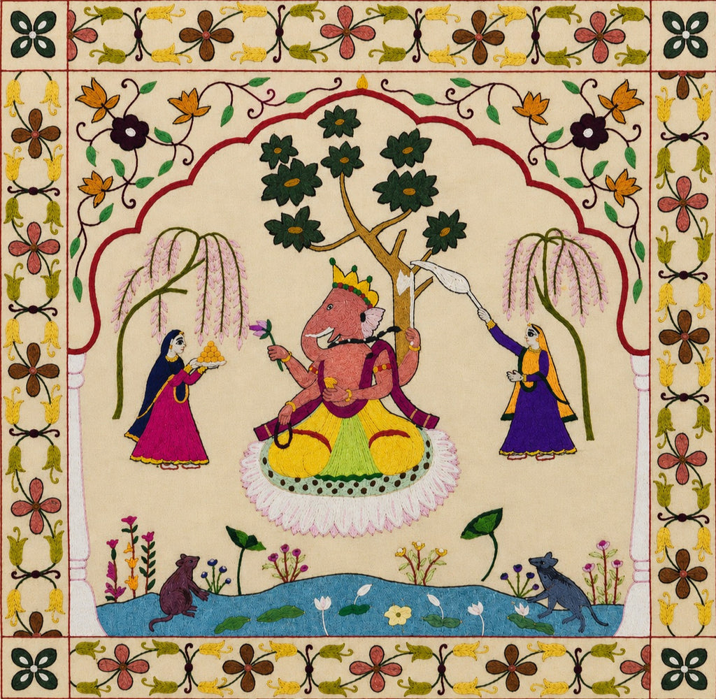 Chronicles of Divinity: Chamba Rumal  Painting by Anjali Vakil Thumbnail