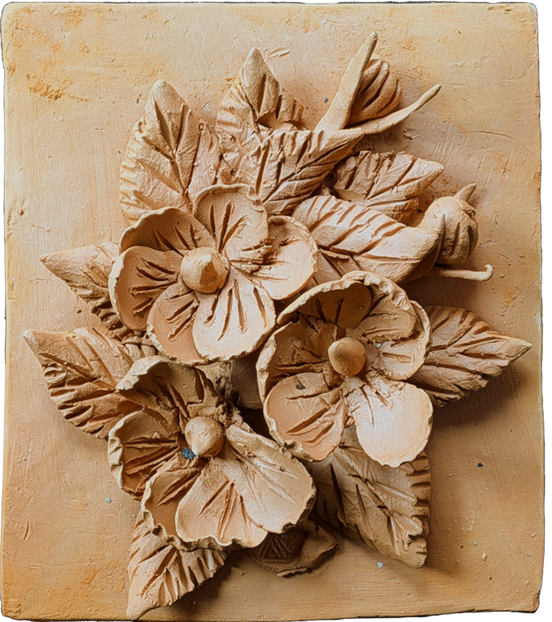 Buy Clustered Blooms in Terracotta by Dolon Kundu