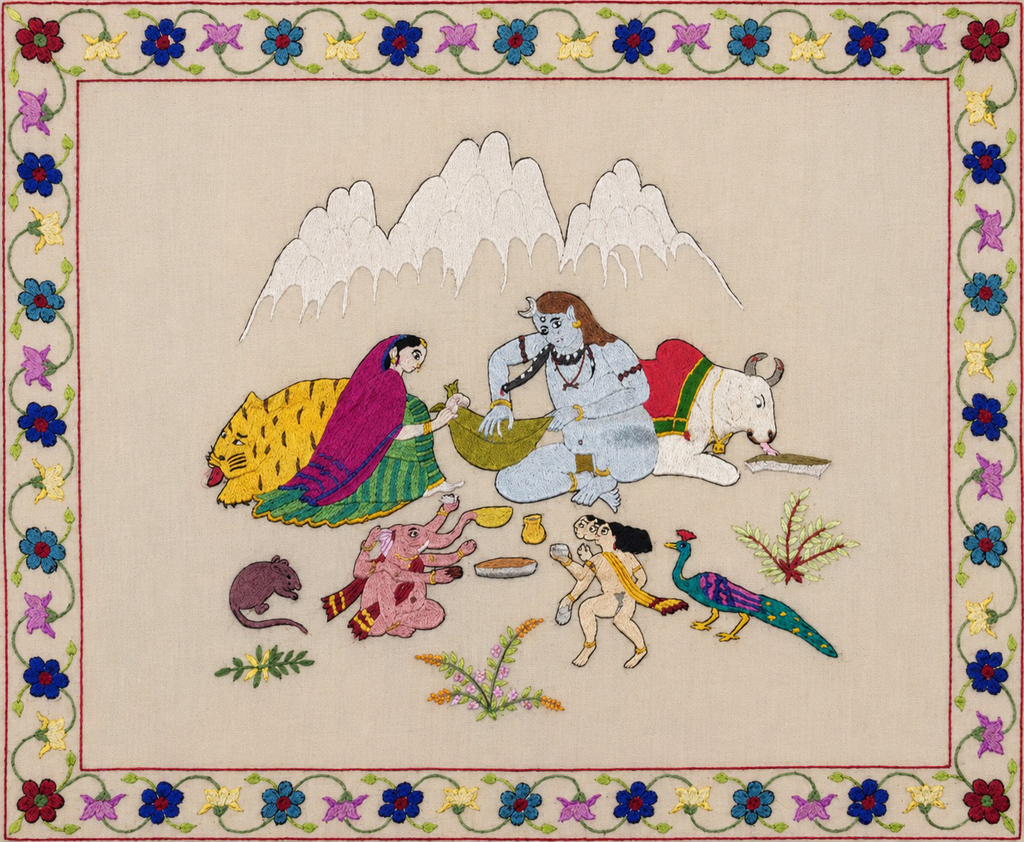 Cosmic Unity: Chamba Rumal painting by Anjali Vakil Thumbnail
