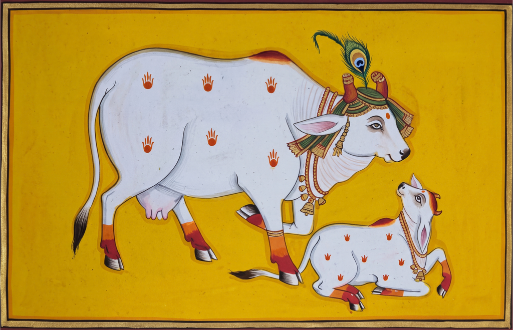 Cow and Her Calf in Pichwai by Dinesh Soni Thumbnail