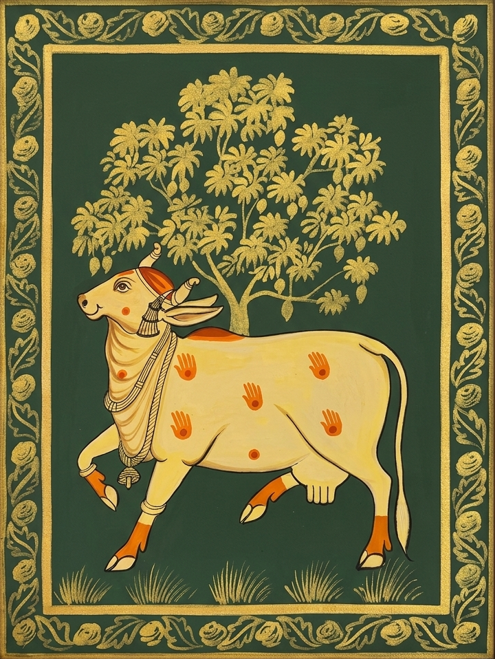 Cow seeking Shade under a Tree in Pichwai by Jayesh Sharma Thumbnail