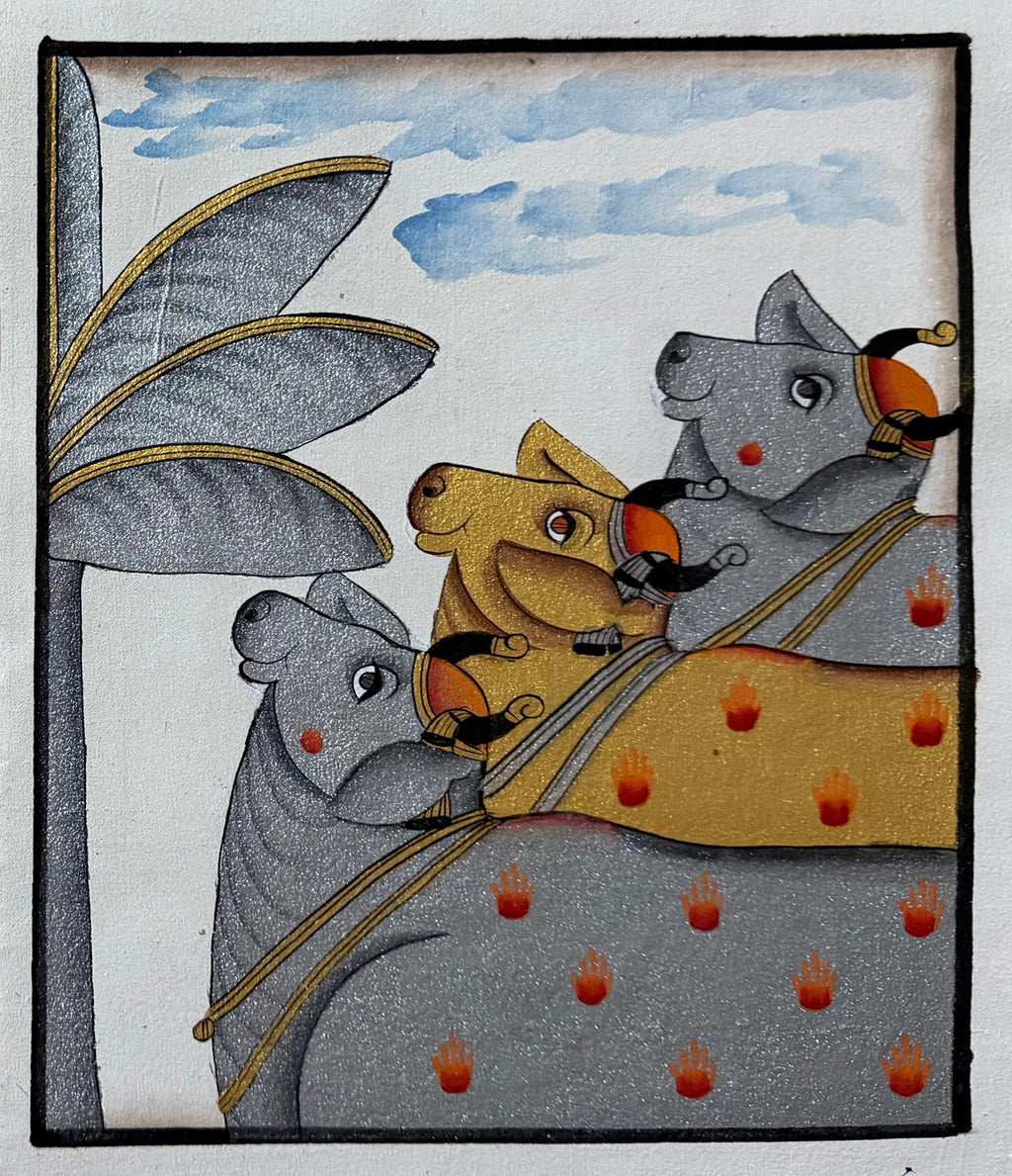 Cows under pretty skies in Pichwai by Naveen Soni Thumbnail