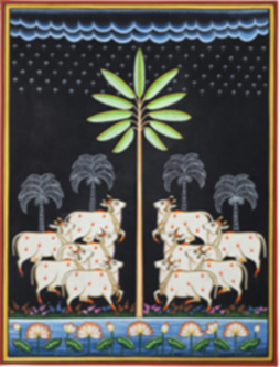 Cows under the Palm Canopy in Pichwai by Dinesh Soni Thumbnail