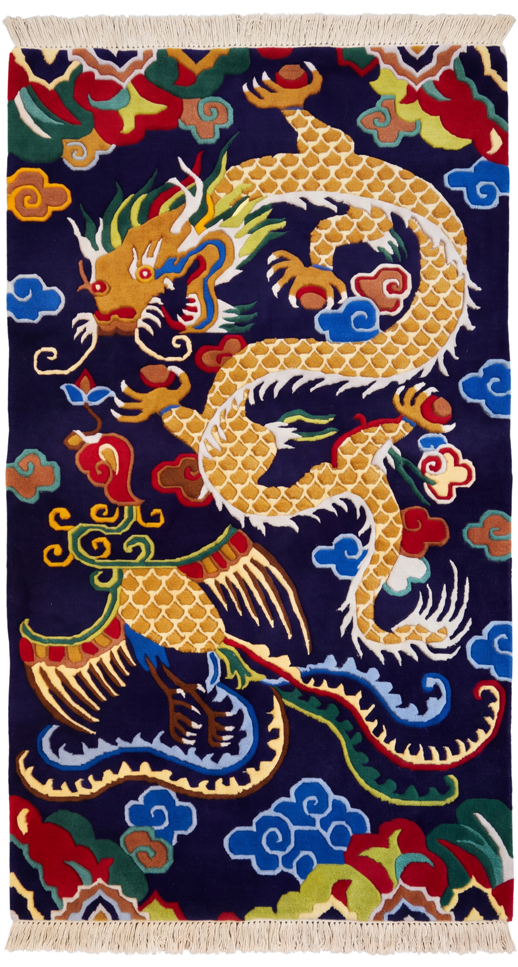 Dance of the Dragon and The Phoenix in Traditional Tibetan techniques art by Tibetan Carpet Thumbnail