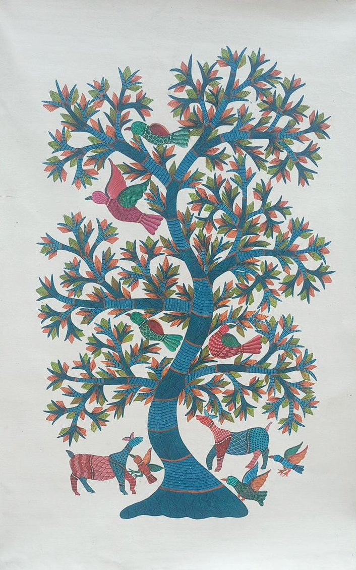 The Forest of Birds and Deer in Gond by Kailash Pradhan Thumbnail