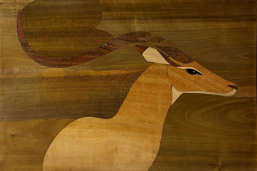 Deer at Rest in wood inlay by Mohan Kumar Thumbnail