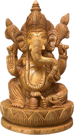 Buy Deity Ganesha in Sandalwood Wood Carving by Om Prakash