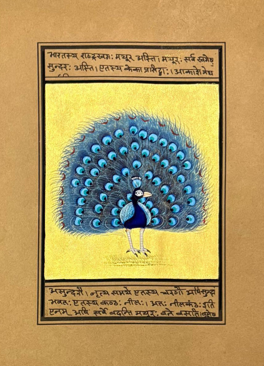 Regal peacock in Mughal Miniature by Mohan Prajapati Thumbnail