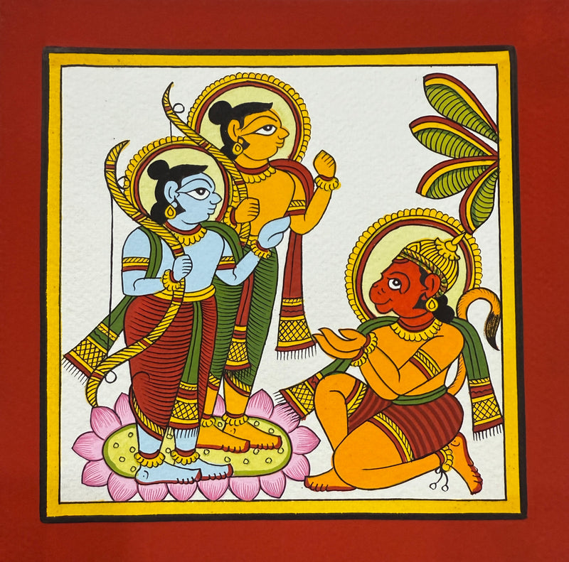 Buy Divine Devotion: Lord Rama and Lakshman with Lord Hanuman in Phad by Kalyan Joshi