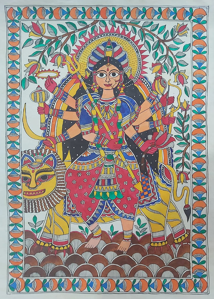 Durga Mata: Feminine Ferocity in Madhubani by Priti Karn Thumbnail