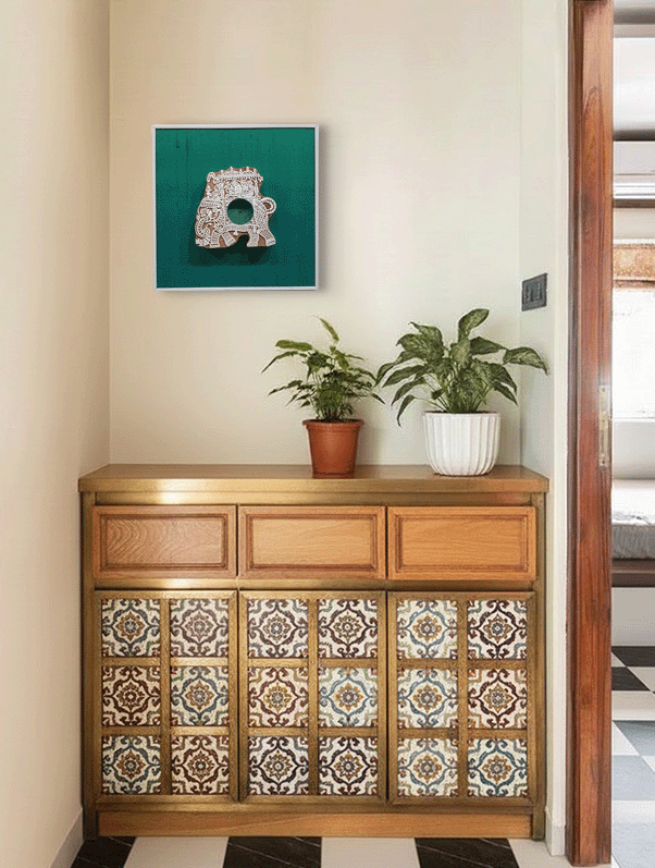 Buy Elephant Shaped China berry Wooden Block Diya for Home Decor by Vikas Singh