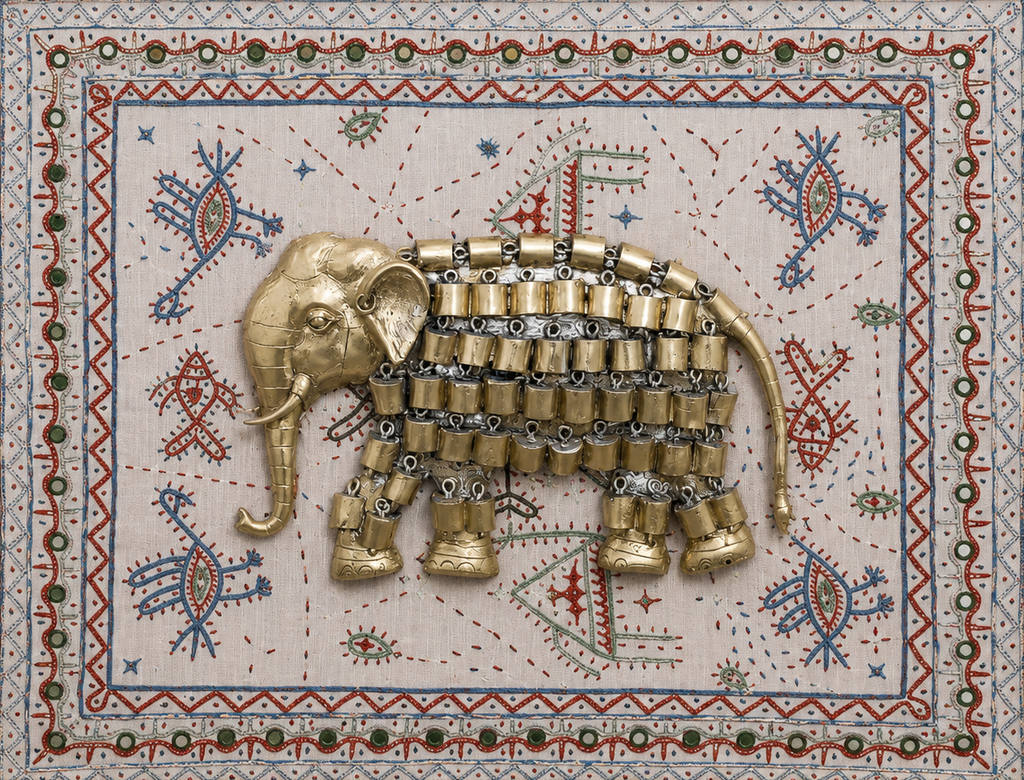 Elephant in Dhokra and Kutch Embroidery Thumbnail
