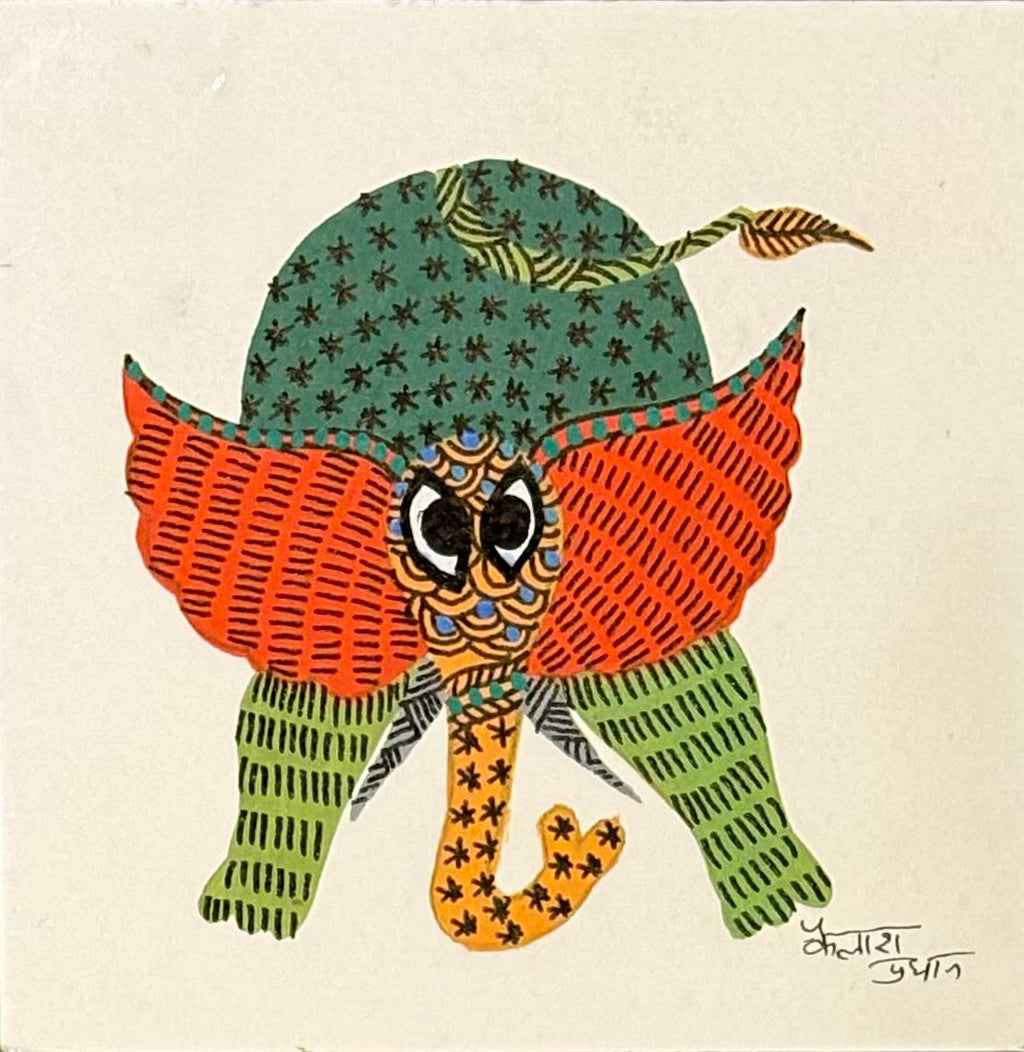 Elephant in Gond by Kailash Pradhan Thumbnail