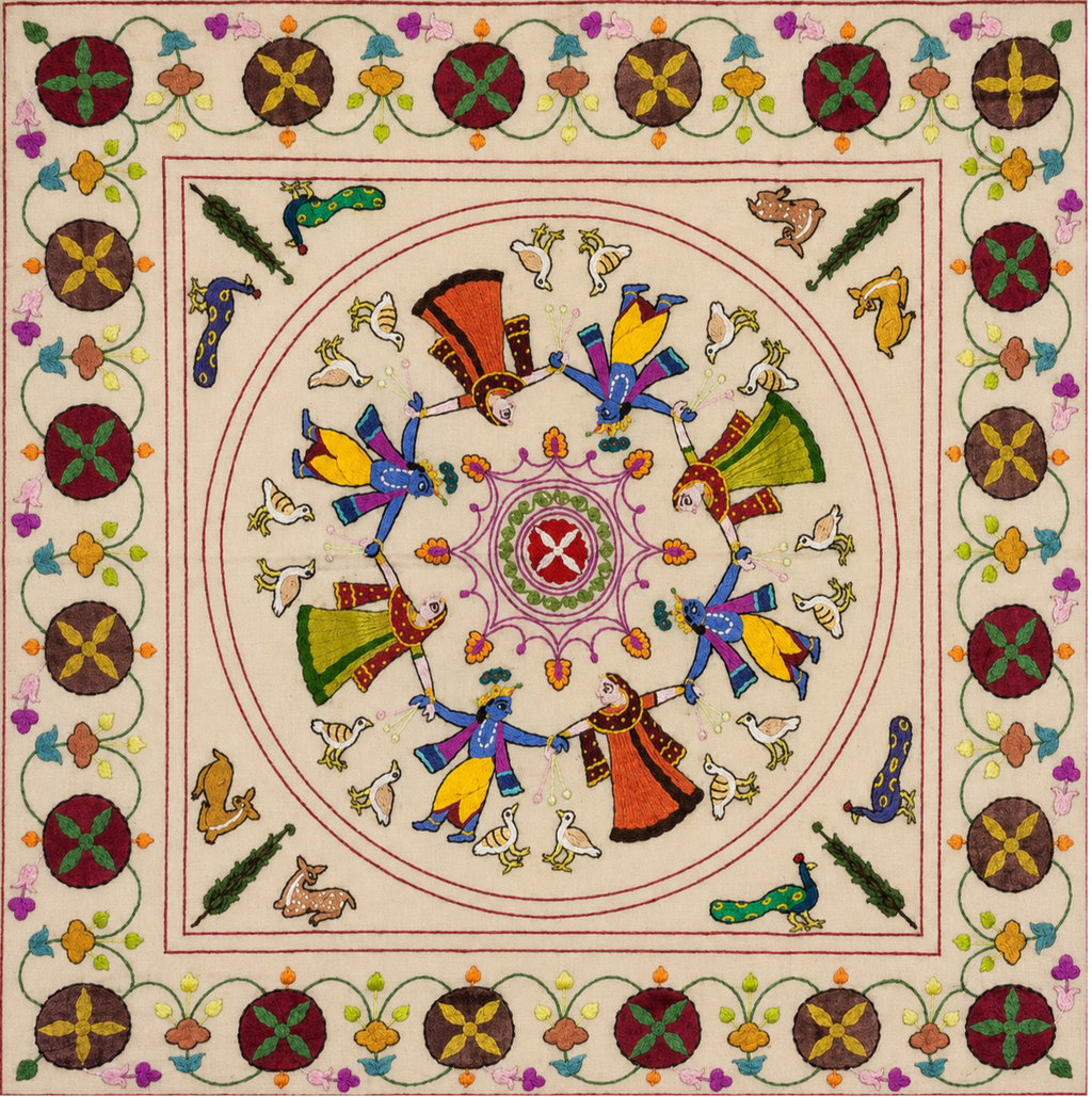 Enchantment of Krishna: Chamba Rumal painting by Anjali Vakil Thumbnail