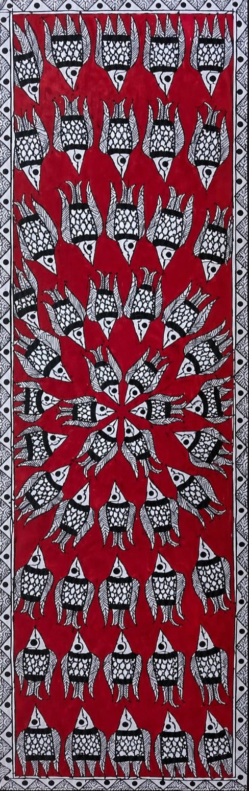 FISH MANDALA IN MADHUBANI PAINTING BY PRATIMA BHARTI Thumbnail
