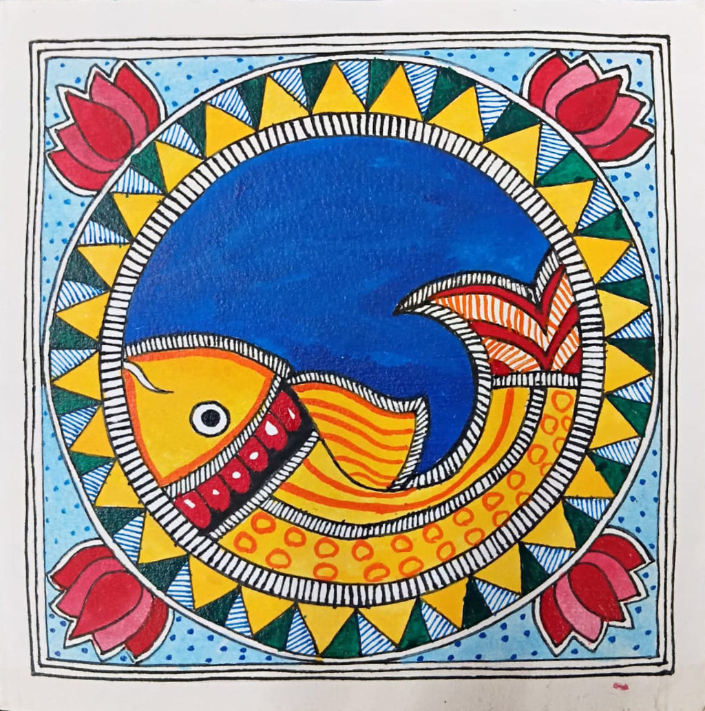 Fish mandala in Madhubani by Priti Karn Thumbnail