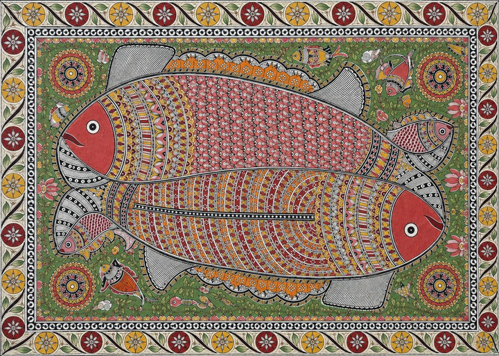 Fishes in Madhubani by Kusum Das Thumbnail