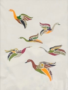 Flock of Birds in Odisha Applique by Diptimayee Ghosh Thumbnail