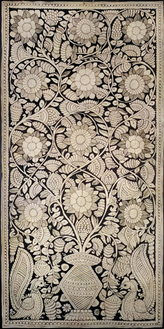 Buy Floral Abundance: Monochrome Tree of Life in Tholu Bommalata by Sindhe Siva