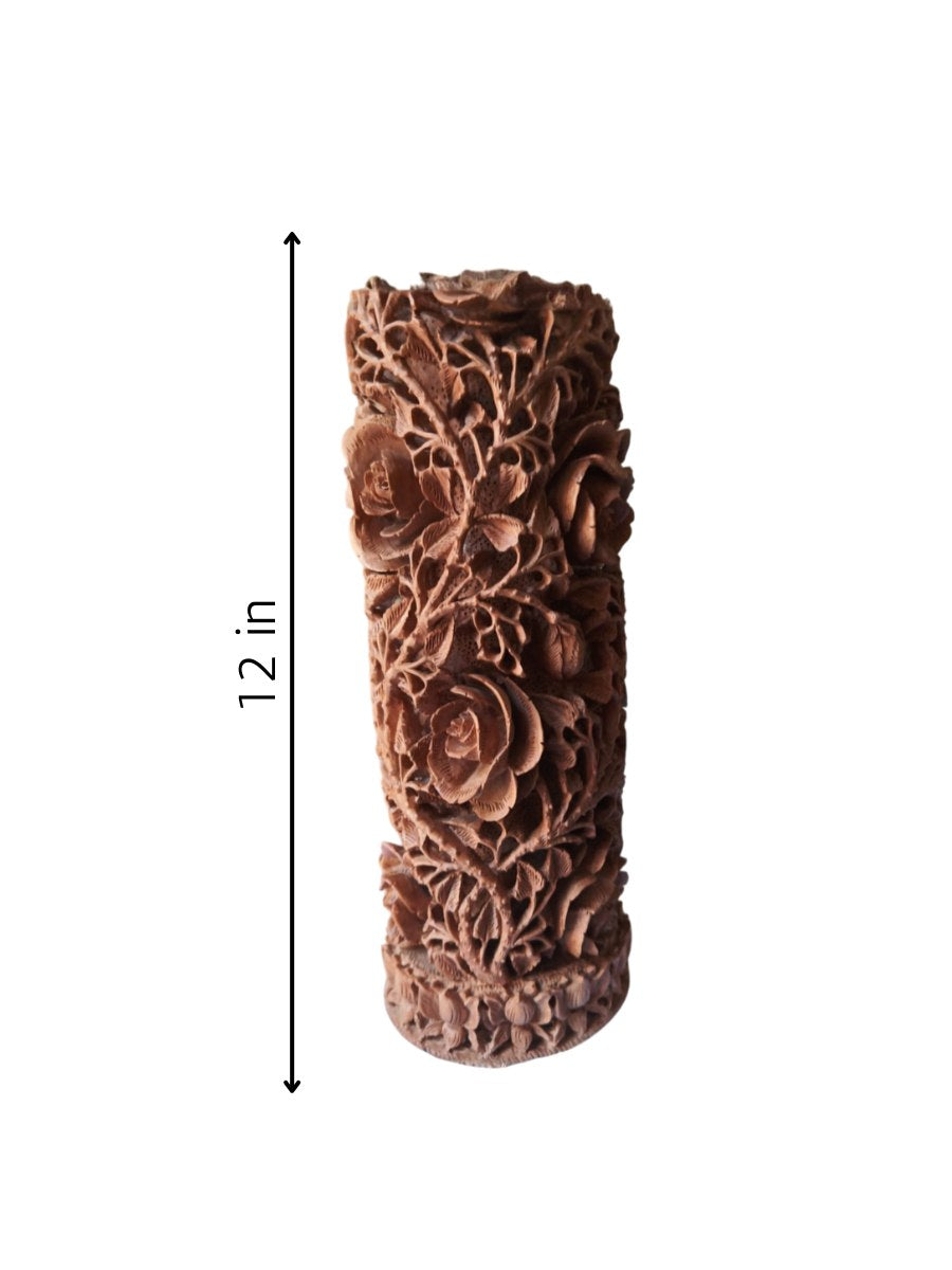 buy Floral Decorative Piece in Wood Carving by Ajit Kumar