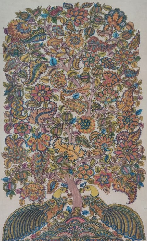 Buy Floral Delight: Tree of life with Peacocks in Kalamkari by Harinath N