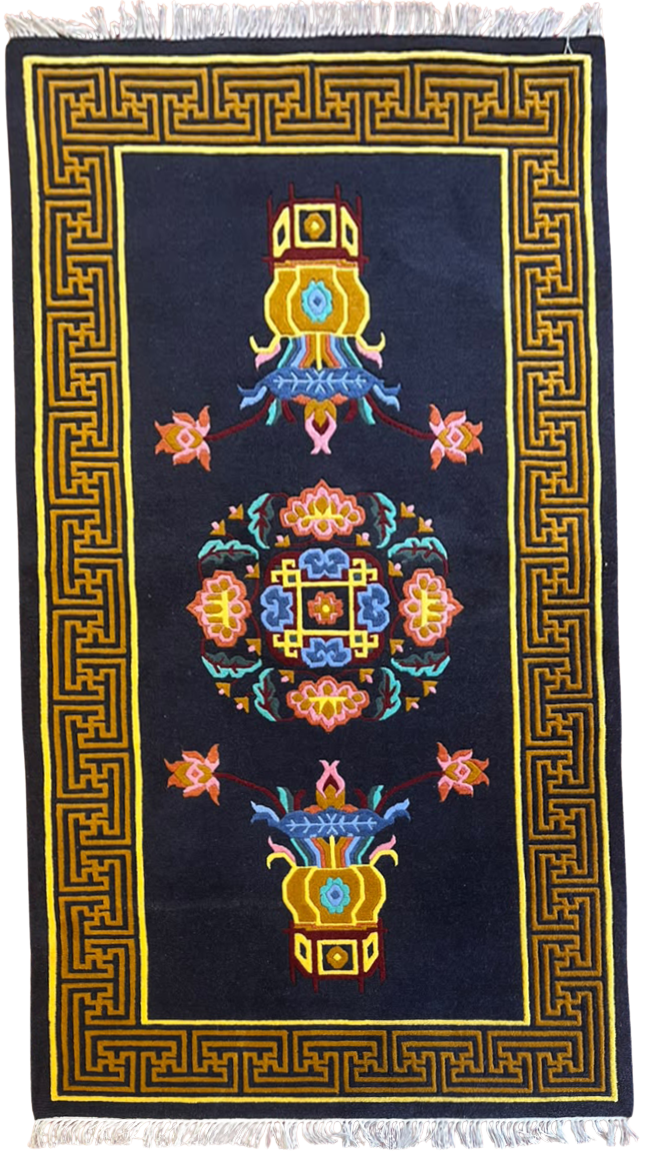 Flowers of Prosperity in Traditional Tibetan techniques art by Tibetan Carpet Thumbnail
