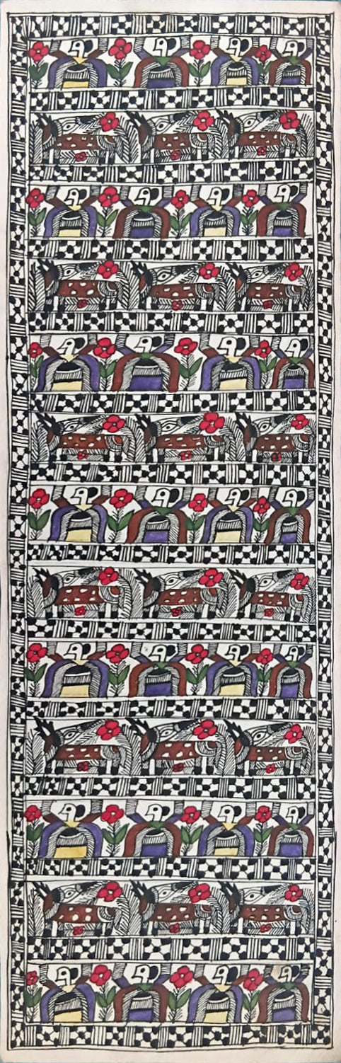 Forest of harmony: humans and deer in the forest in Madhubani by Priti Karn Thumbnail