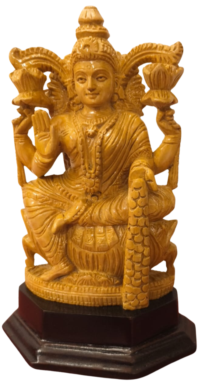 Four-armed Goddess Laxmi in Wood Carving by Diya Handicrafts Thumbnail