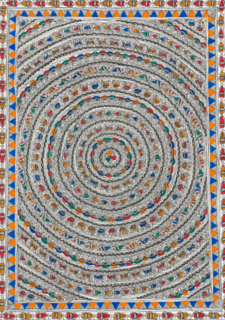 GODHANA PAINTING MANDALA IN MADHUBANI BY PRATIMA BHARTI Thumbnail