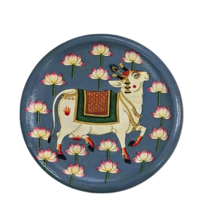Gaiya and the Kamal Talai in Pichwai Plates by Dinesh Soni Thumbnail