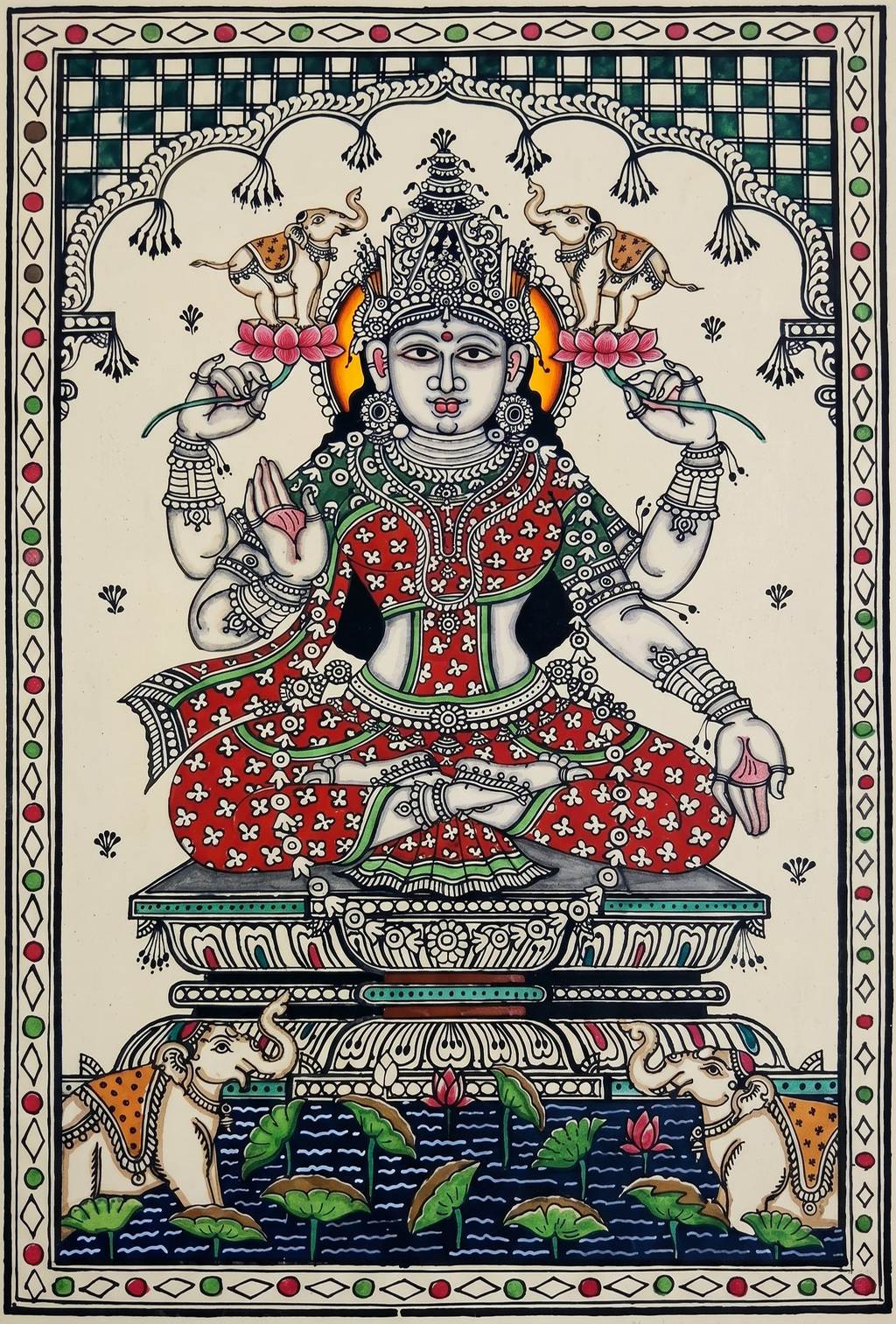 Gajalakshmi in Pattachitra by Pravat Maharana Thumbnail