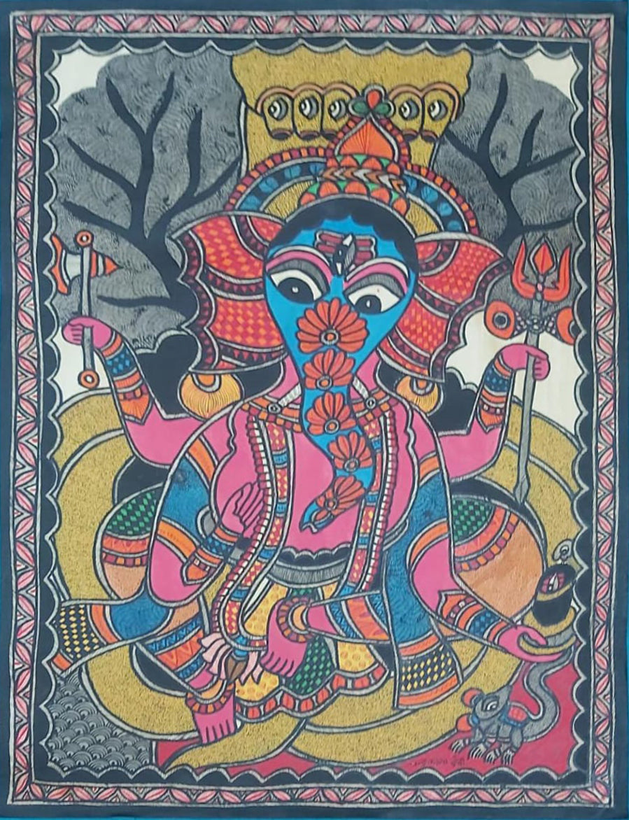 Ganesha in Madhubani by Priti Karn Thumbnail