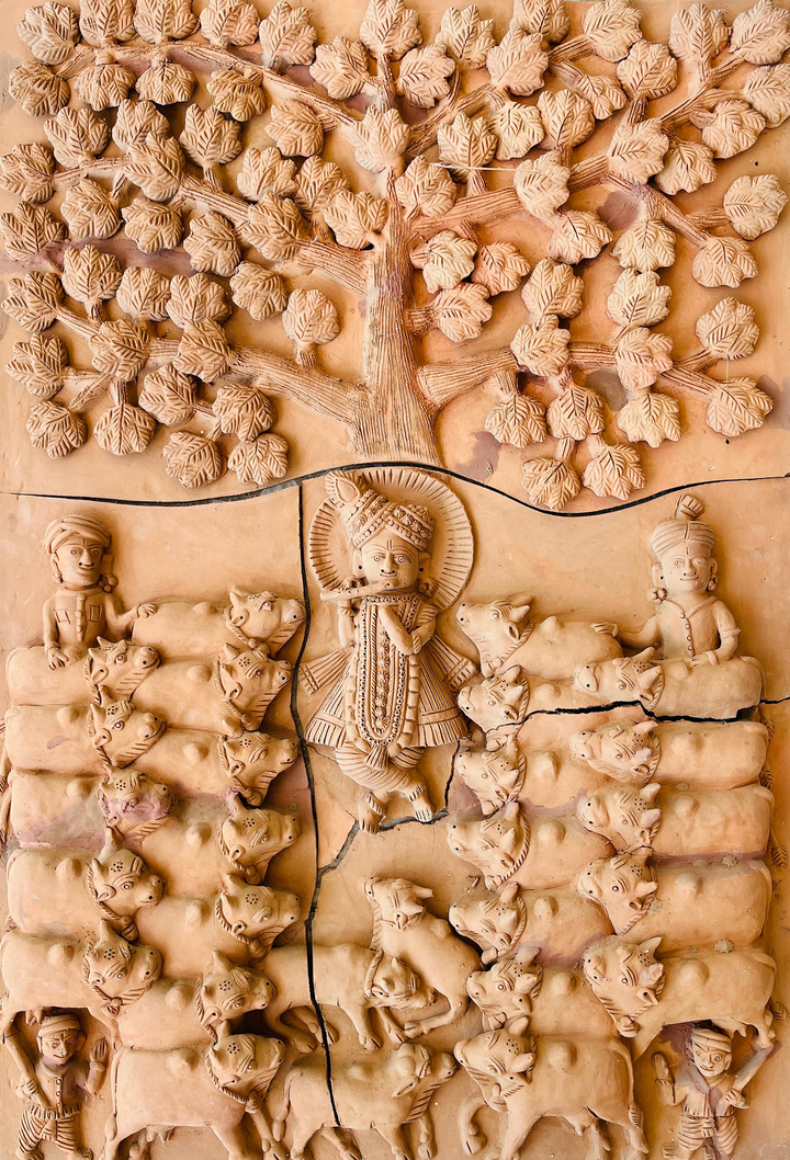 Gau Charan Leela in Terracotta by Dinesh Molela Thumbnail