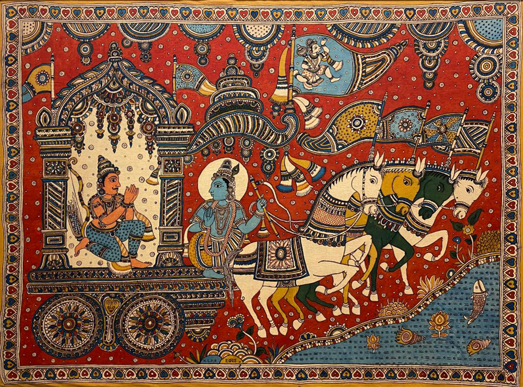 Geeta Updesh in Kalamkari in Kalamkari Kalamkari Painting by Siva Reddy Thumbnail