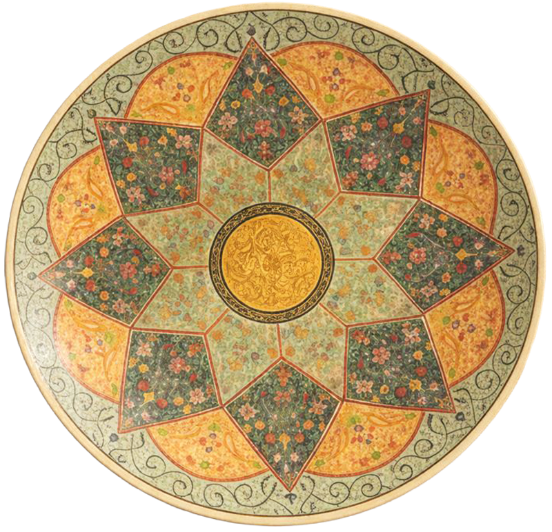 Geometric Floral Plate in Kashmiri Paper Mache by Riyaz Khan Thumbnail