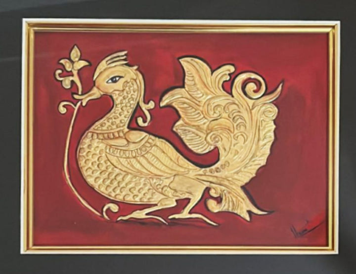 Gilded Opulence: The Majestic Golden Peacock Mysore Painting by Hemalatha B Thumbnail