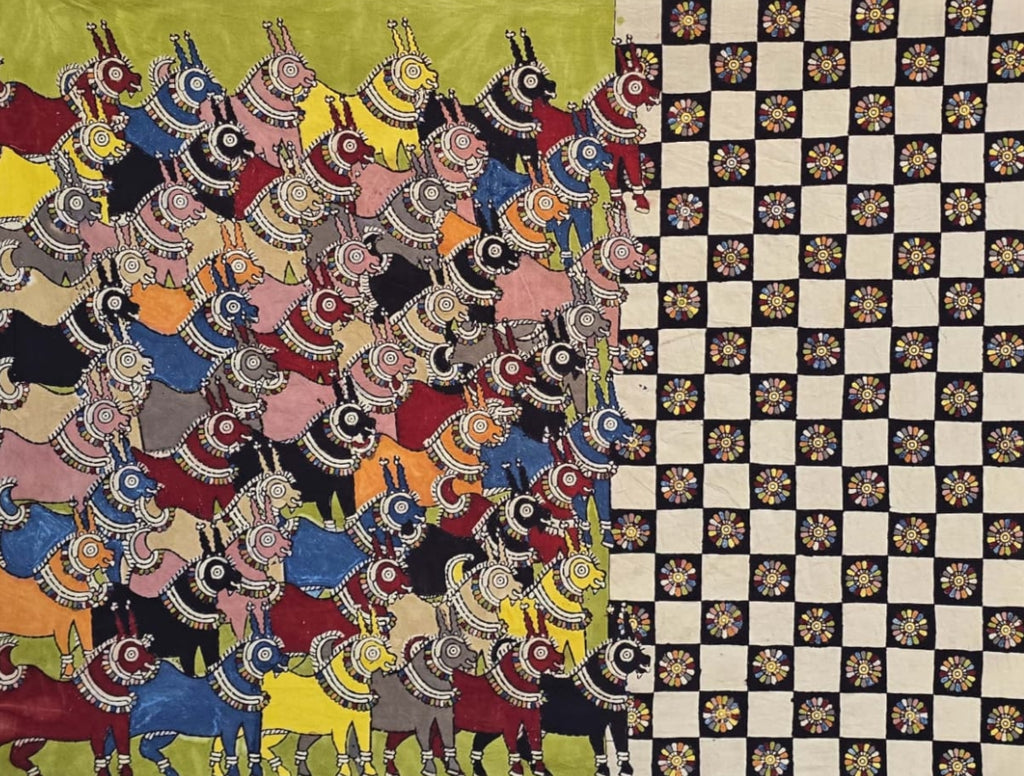 Buy Goats and Checks: A Unique Interplay in Mata Ni Pachedi by Vasant Manubhai Chitara