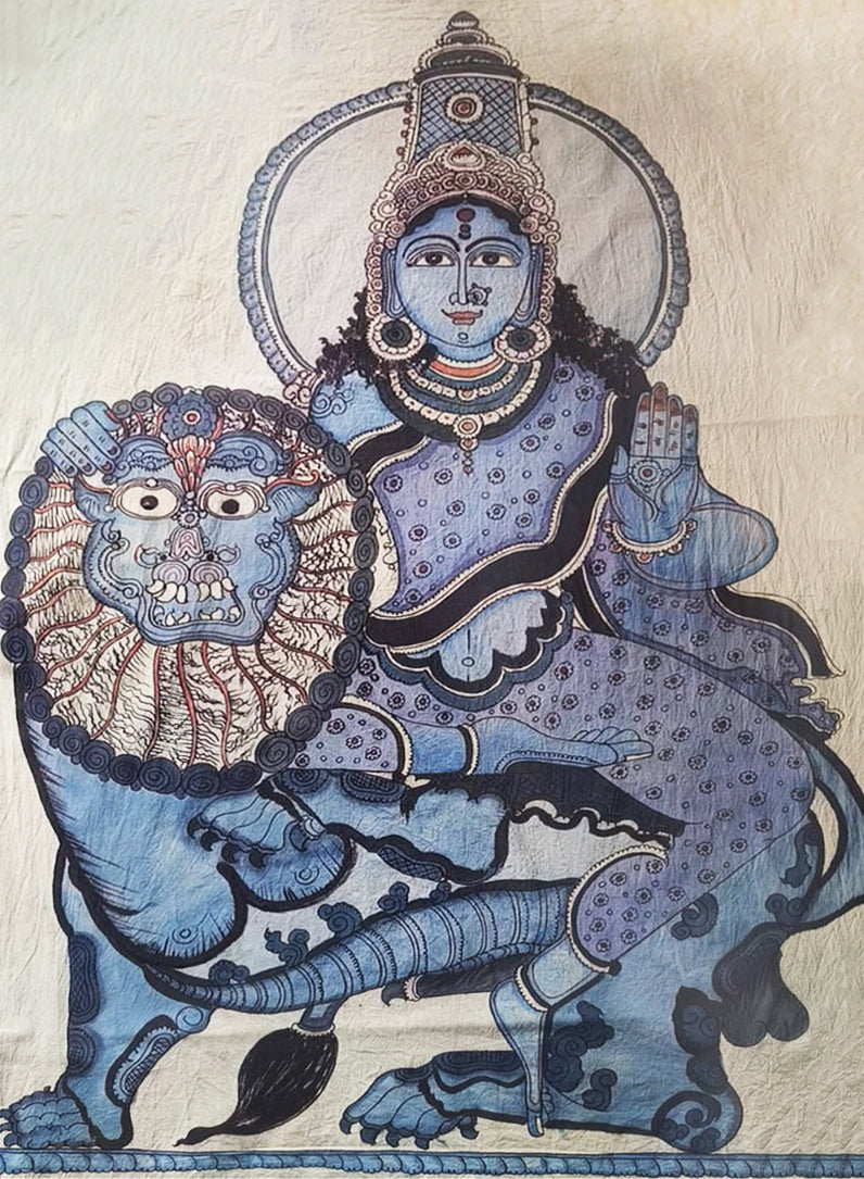 Buy Goddess Durga with Lion: A Surreal Kalamkari by Kanukurthi Guna Sekhar Sai