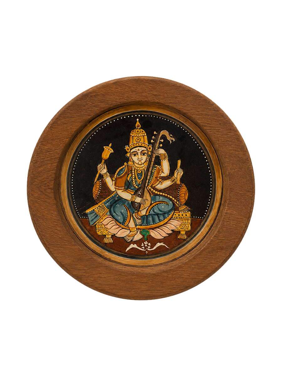 Goddess Saraswati in Mysore Painting by Hemalatha B Thumbnail