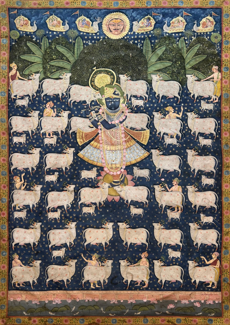 The Divine Transformation of Lord Krishna in Pichwai Painting Online