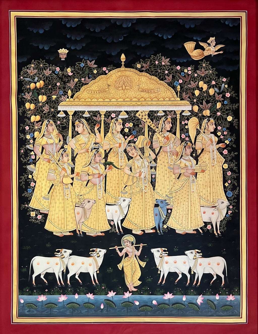Gopikas and the Gopala in Pichwai by Naveen Soni Thumbnail
