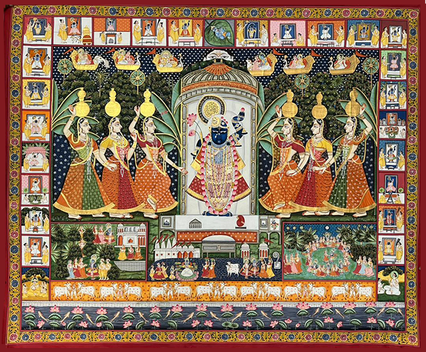 Govardhan Nath in festive glory in Pichwai by Naveen Soni Thumbnail