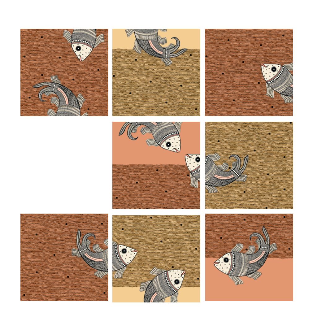 Grid Composition of Fish in Madhubani by Ambika Devi Thumbnail
