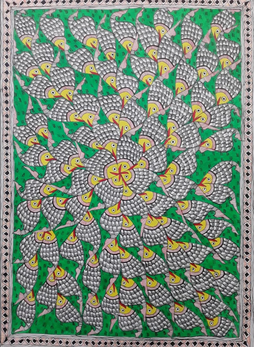 Group of Fishes: MADHUBANI PAINTING BY PRATIMA BHARTI Thumbnail